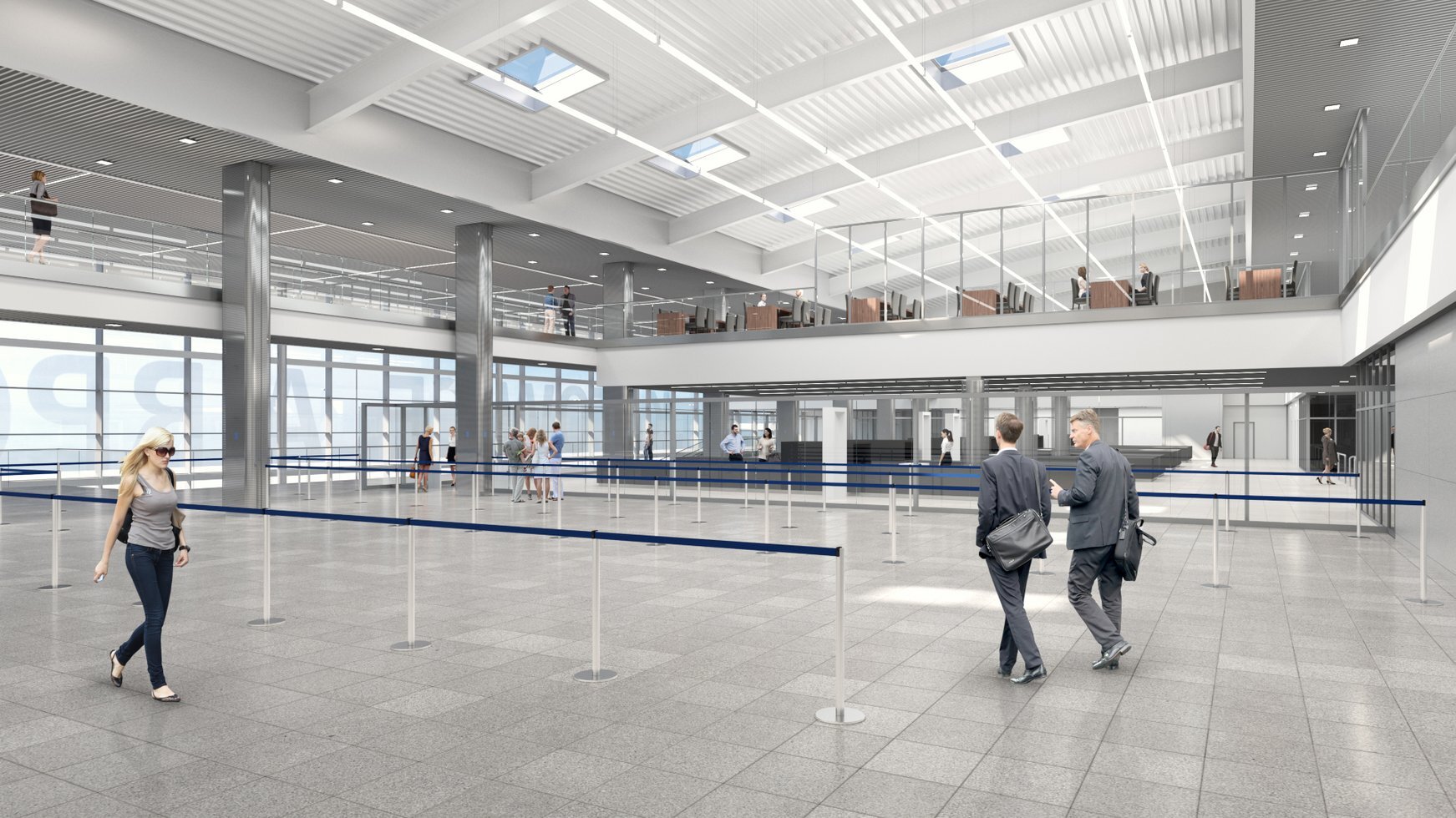 04 terminal b ktw wizualizacje hala ogolnodostepna strefa kontroli bezpieczenstwa