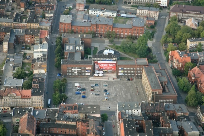 Bytom z lotu ptaka plac Sobieskiego