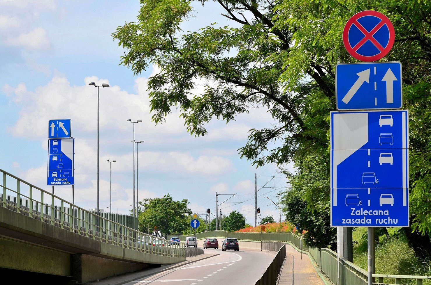 Jazda na suwak ulica Starzynskiego wjazd na Most Gdanski w Warszawie