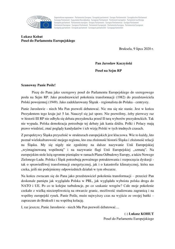 List L Kohuta do Kaczynskiego