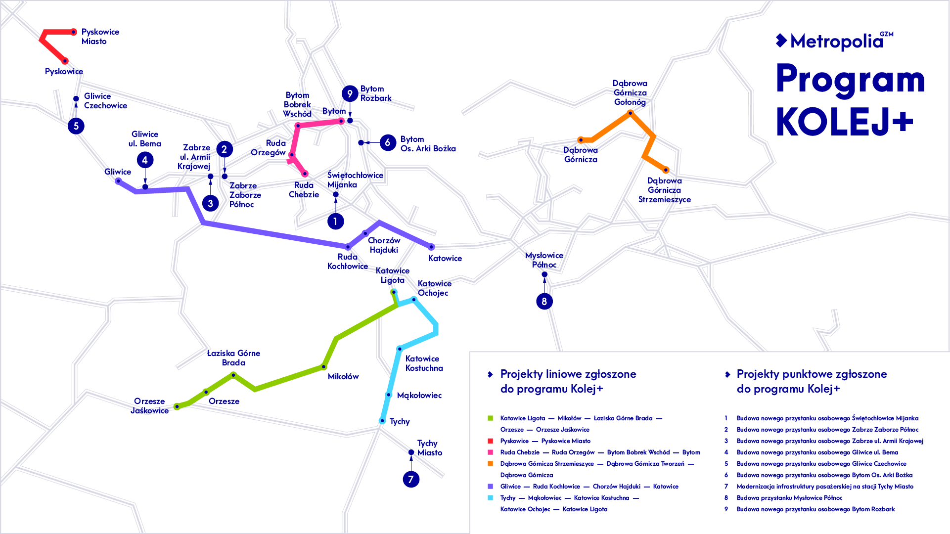 Metropolia Kolej Plus Zgloszone inwestycje