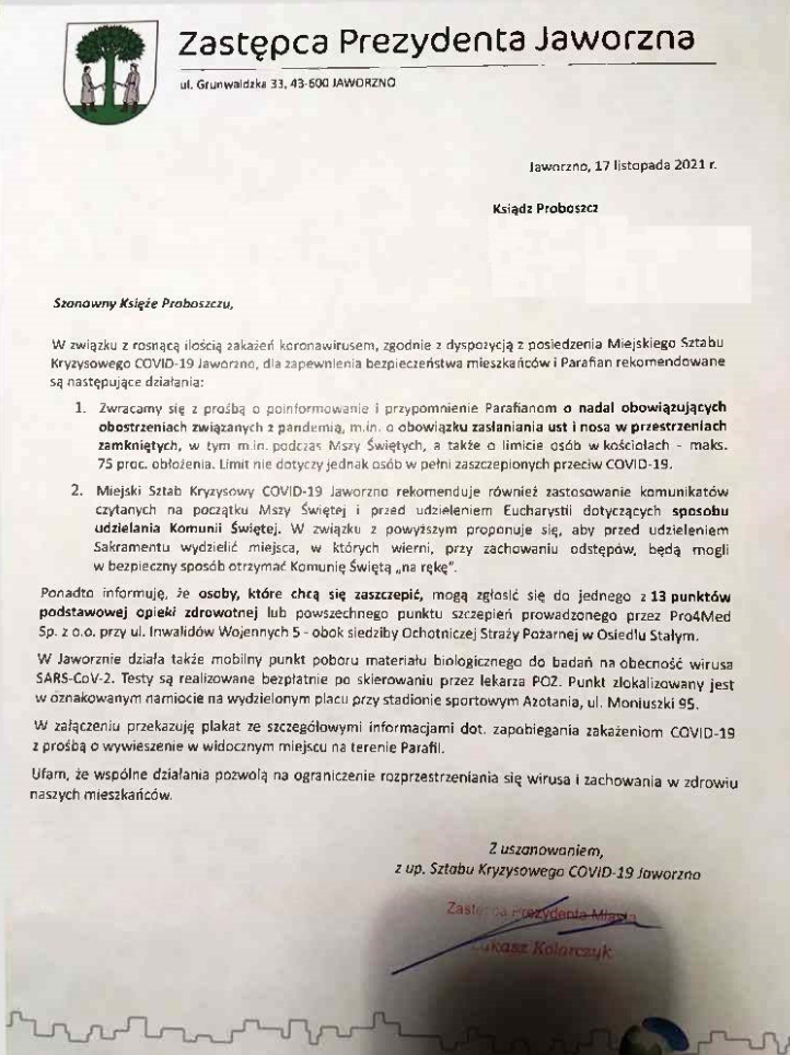 Pismo do proboszczow od zastepcy prezydenta 01