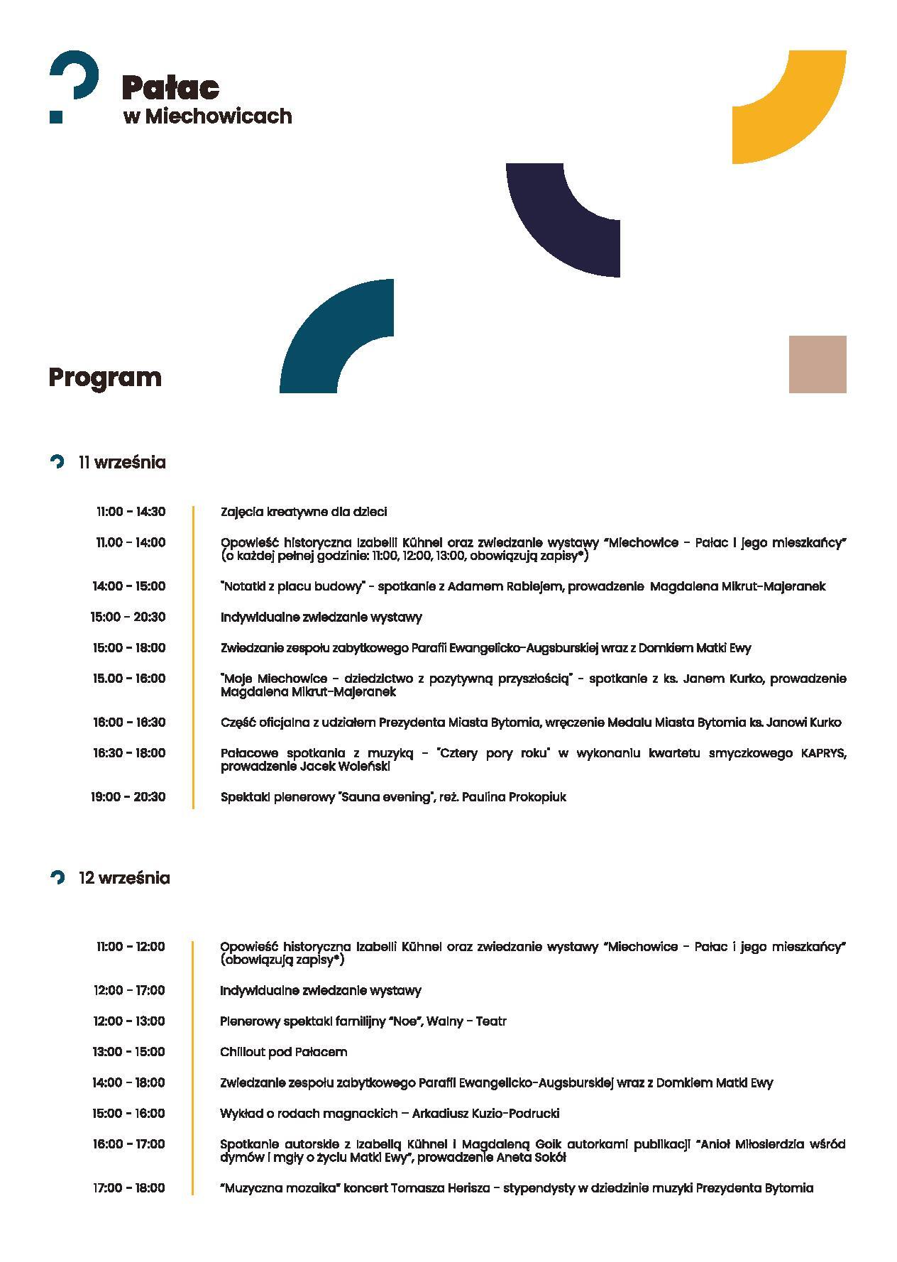 Program otwarcia Palacu w Miechowicach page 001