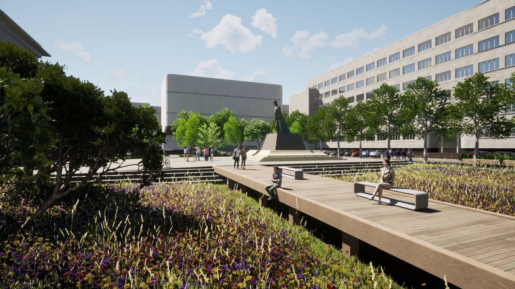 Wizualizacja Placu Sejmu Slaskiego po zmianach