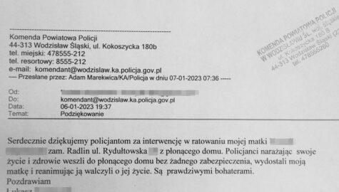 Podziękowania dla policjantów