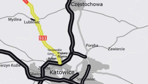Wariant przebiegu S11 na pograniczu Piekar Śląskich i Bytomia źródło GDD Ki A 1