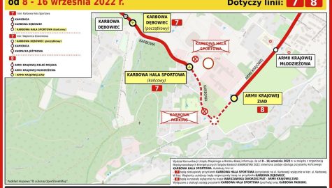 Zmiany w obsludze przystanku Karbowa Hala Sportowa mapka WK UM w BB