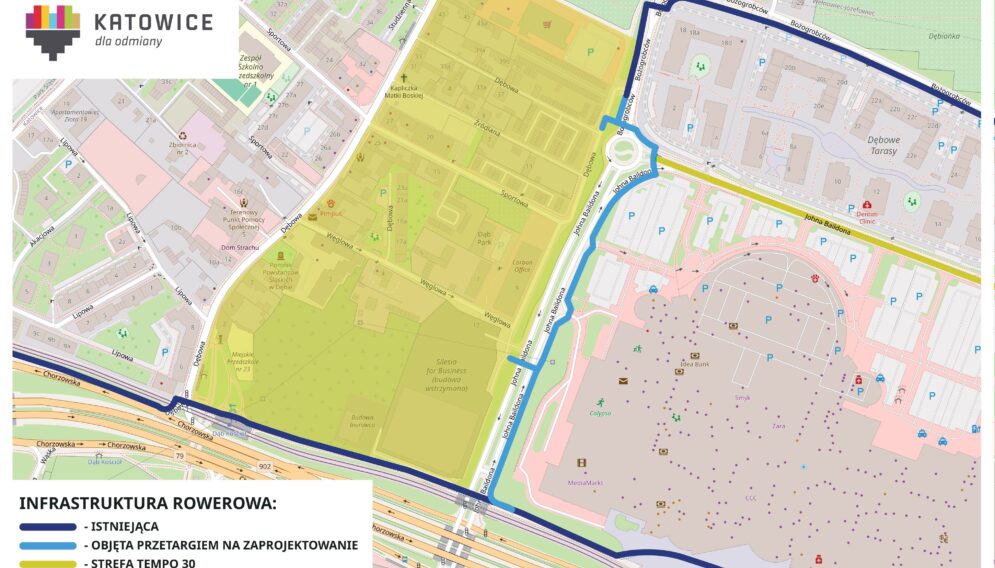 Poglądowa mapa rowerowa Dąb