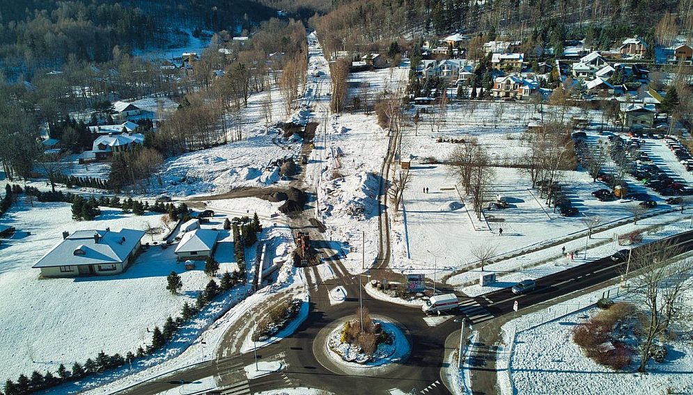 Widok z drona na rondo gen Augusta Emila Fieldorfa Nila fot MZD