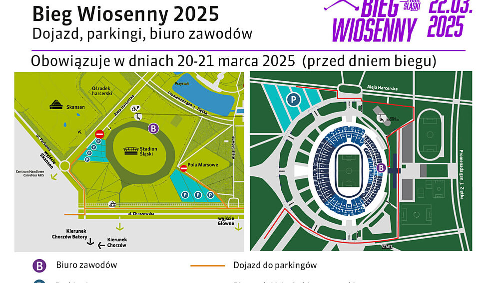 Bieg wiosenny park slaski dojazd