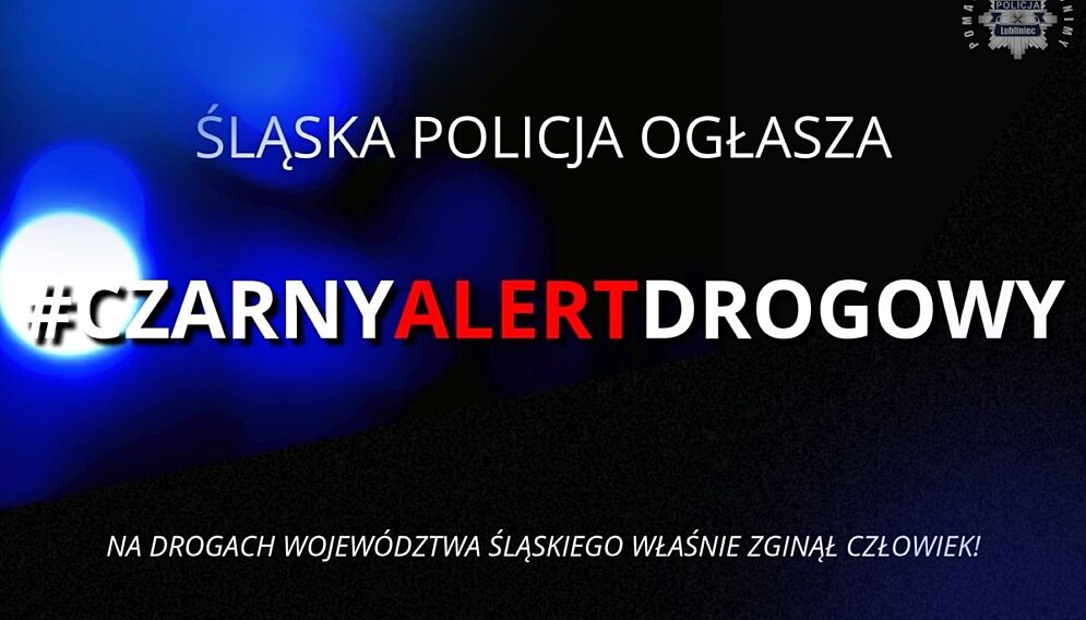 Czarny alert drogowy