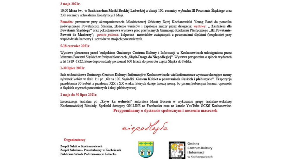 Kochanowice pl Obchody 100 lecia Wybuchu III Powstania Slaskiego 3
