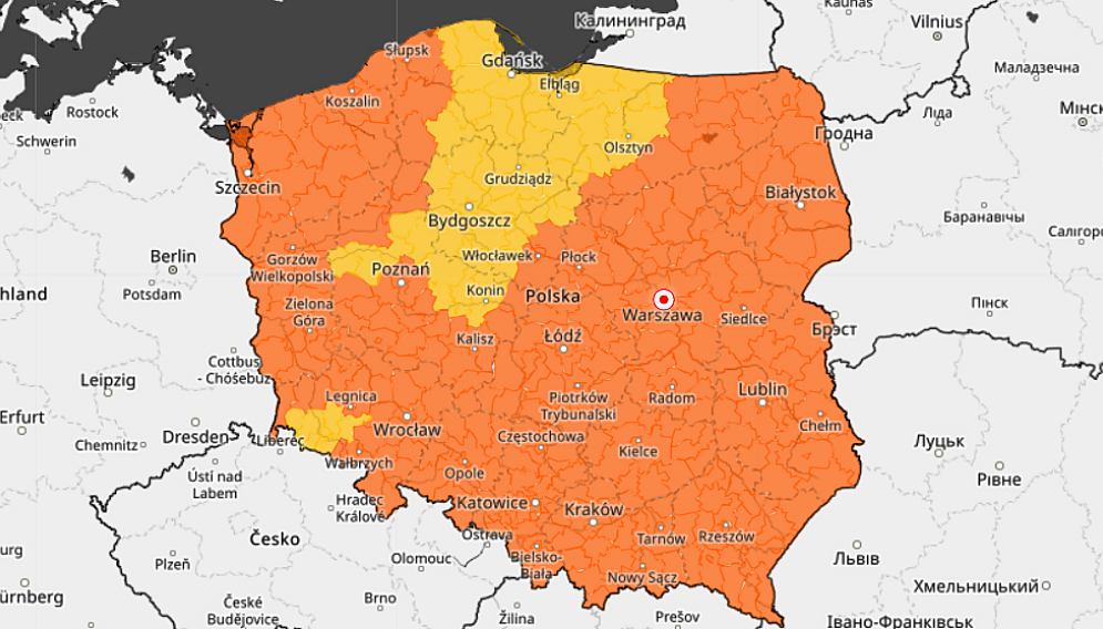 Ostrzezenie imgw dzis