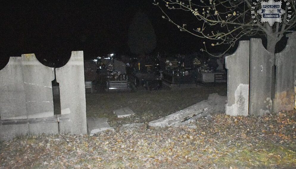 Pijany kierowca wjechal w cmentarz