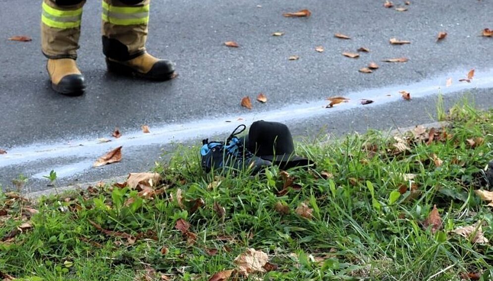 Potracenie na przejsciu w tychach