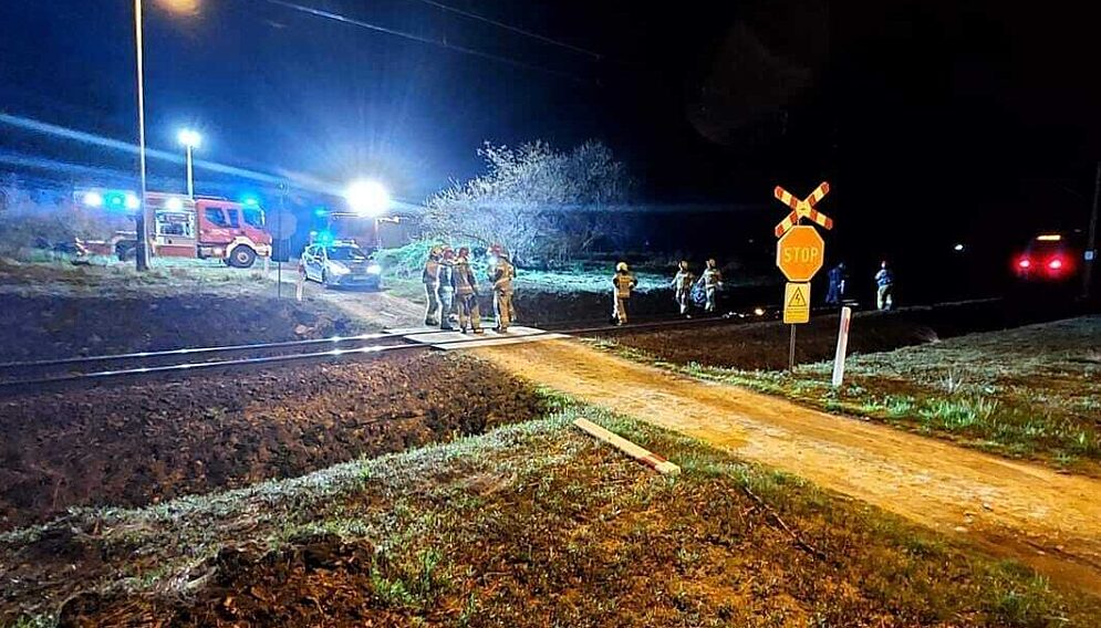 Potracenie przez pociag w lodygowicach