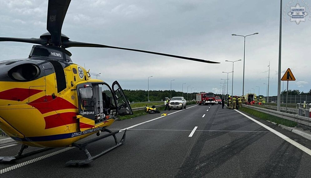 Wypadek motocyklisty na s1