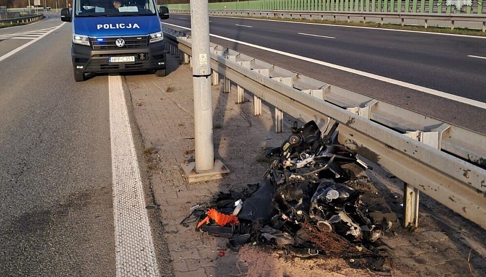 Wypadek motocyklisty skoczów