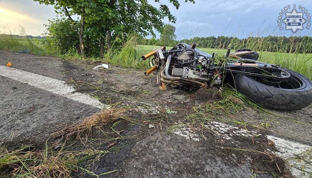 Wypadek motocyklisty w bieruniu