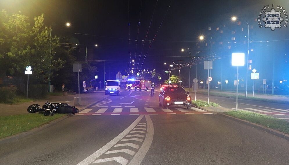 Wypadek motocyklisty w tychach