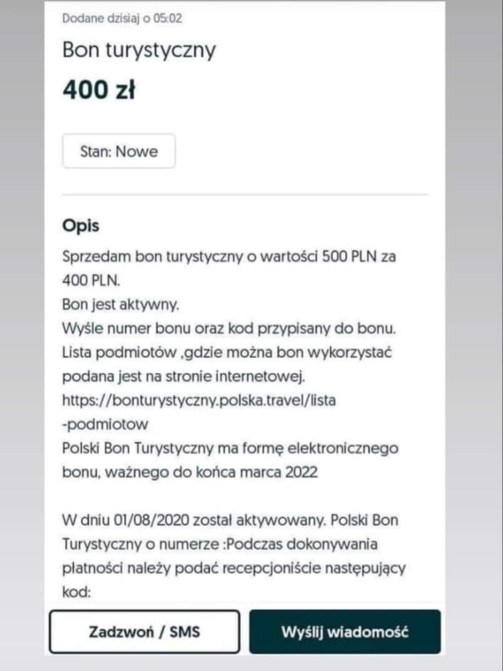 Handel bonami turystycznymi