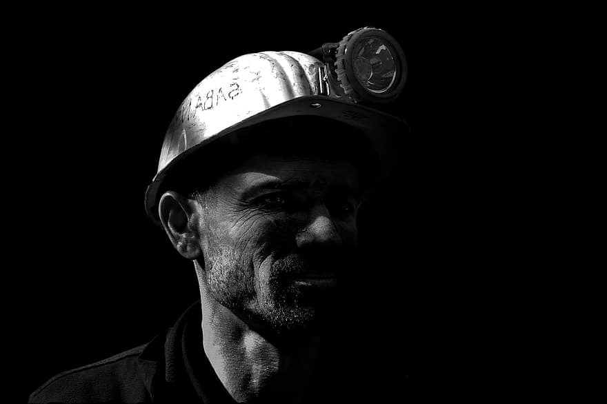 Miner helmets black white portrait human zonguldak turkey