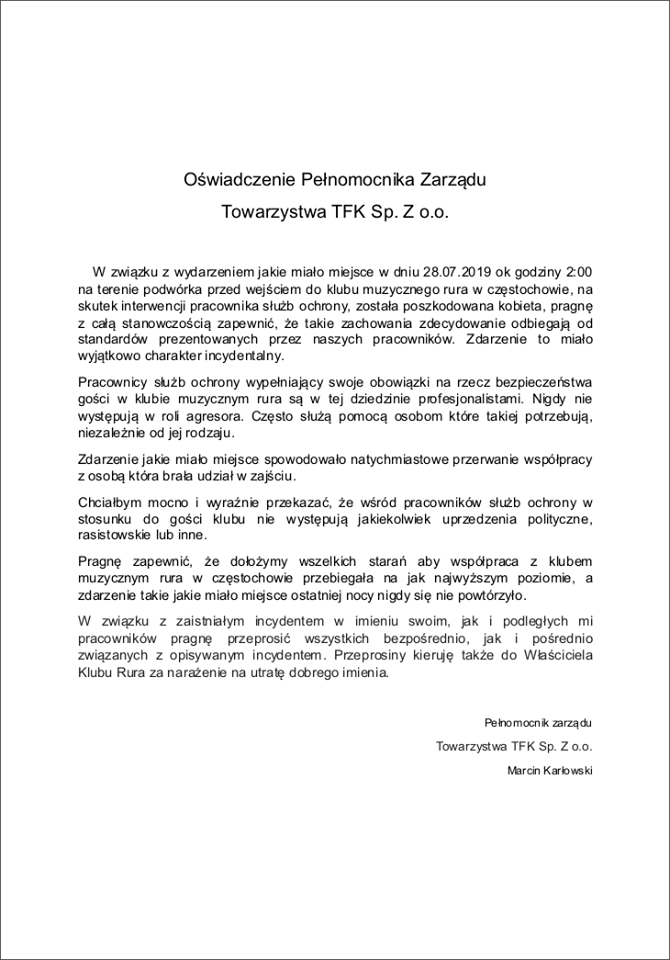 Oswiadczenie tfk
