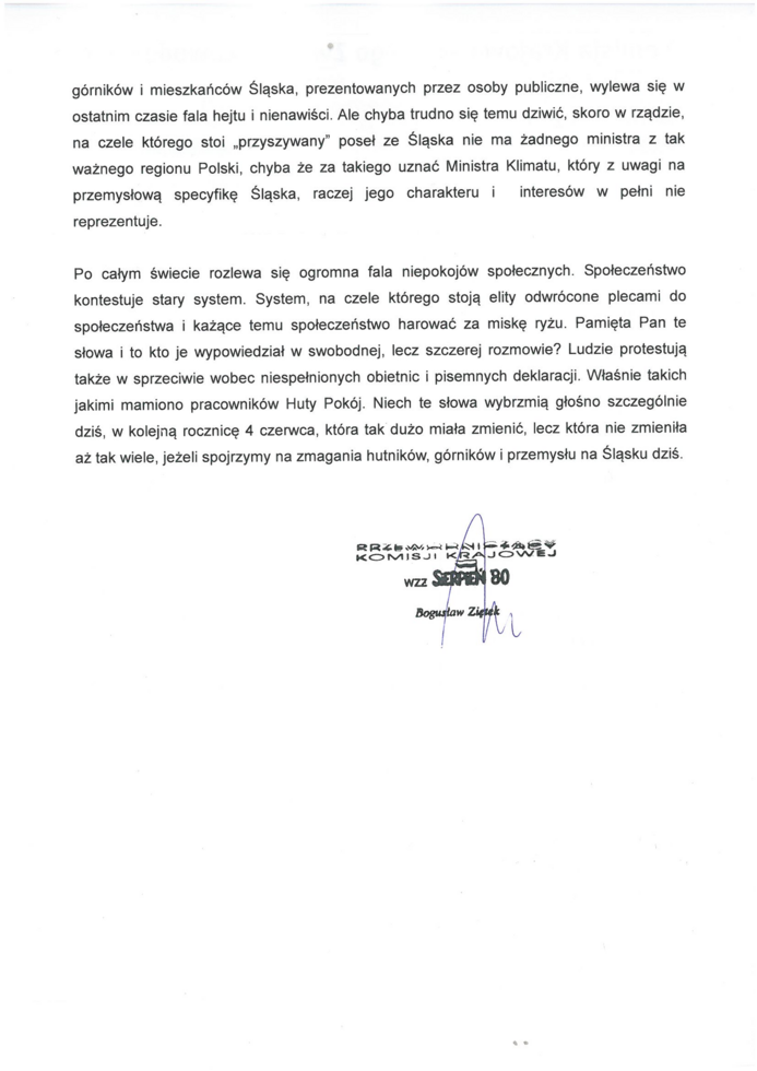 Pismo do premiera Huta Pokoj2