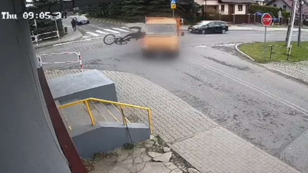 Potrącenie rowerzysty w myslowicach