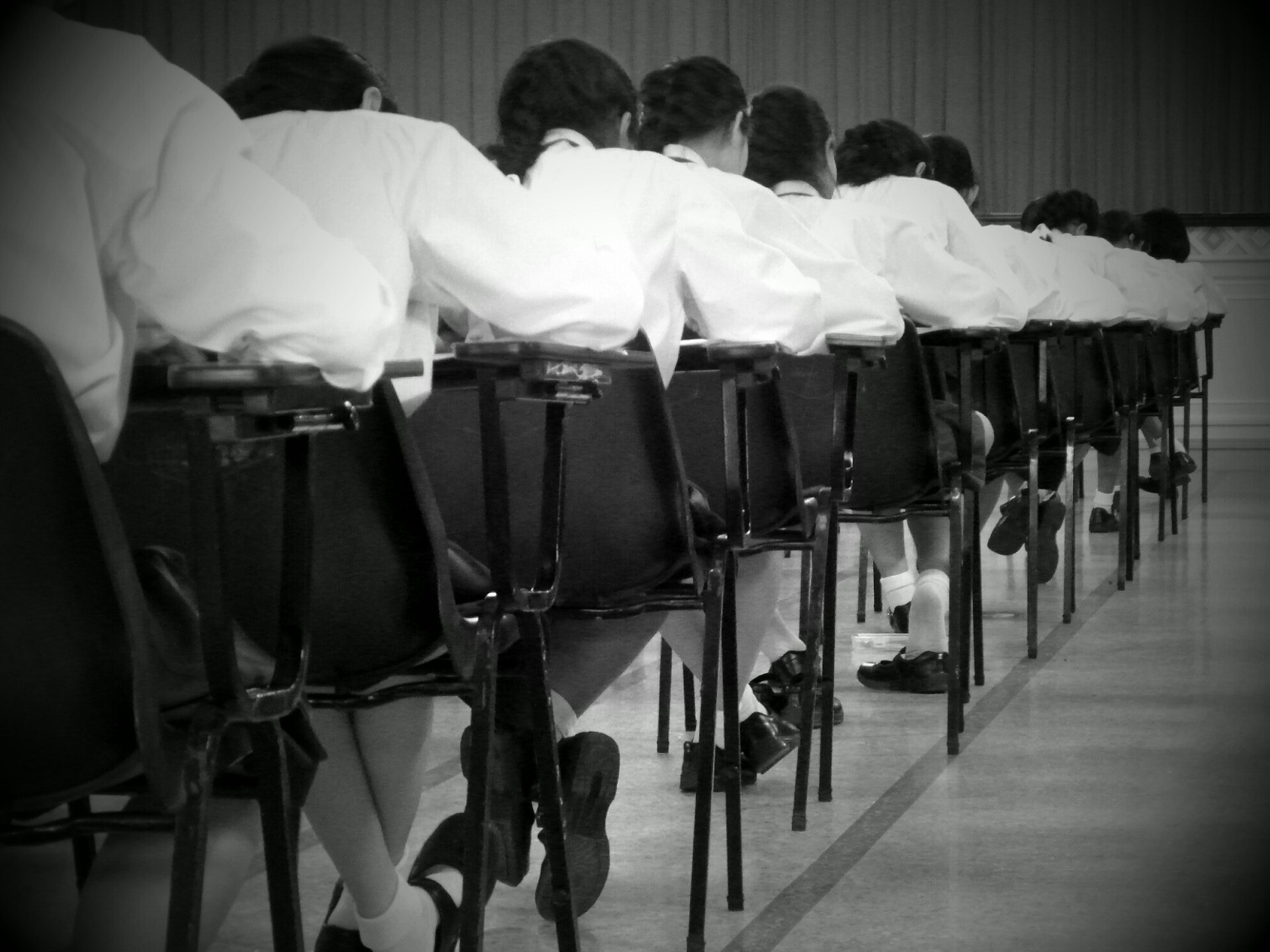 Students taking an exam