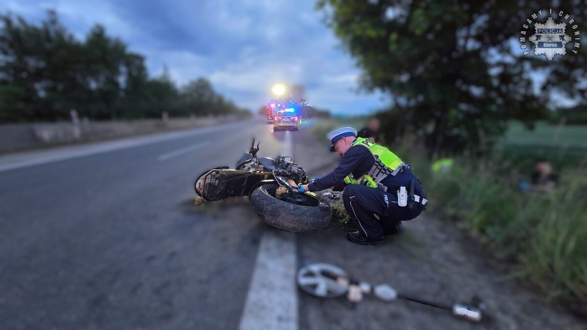 Wypadek motocyklisty bierun