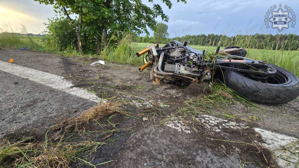 Wypadek motocyklisty w bieruniu