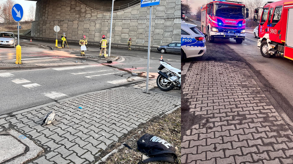 Wypadek motocyklisty w piekarach slaskich